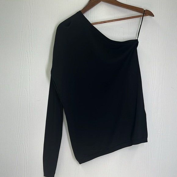 Zara - NWT Asymmetric Knit Black One Long Sleeve Blouse Size Small - Picture 7 of 10